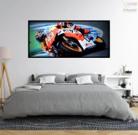 Quadro Decorativo Moto GP Dinâmica 130x60 Moldura preta 2x2 cm - Foto 6