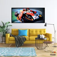 Quadro Decorativo Moto GP Dinâmica 130x60 Moldura preta 2x2 cm - Foto 7