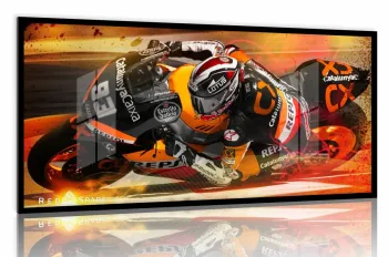 Quadro Decorativo Moto GP Emoção 130x60 Moldura preta 2x2 cm
