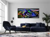 Quadro Decorativo Moto GP Exposição 130x60 Moldura preta 2x2 cm - Foto 4