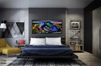 Quadro Decorativo Moto GP Exposição 130x60 Moldura preta 2x2 cm - Foto 5