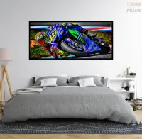 Quadro Decorativo Moto GP Exposição 130x60 Moldura preta 2x2 cm - Foto 6