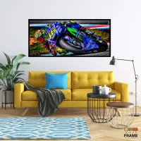Quadro Decorativo Moto GP Exposição 130x60 Moldura preta 2x2 cm - Foto 7