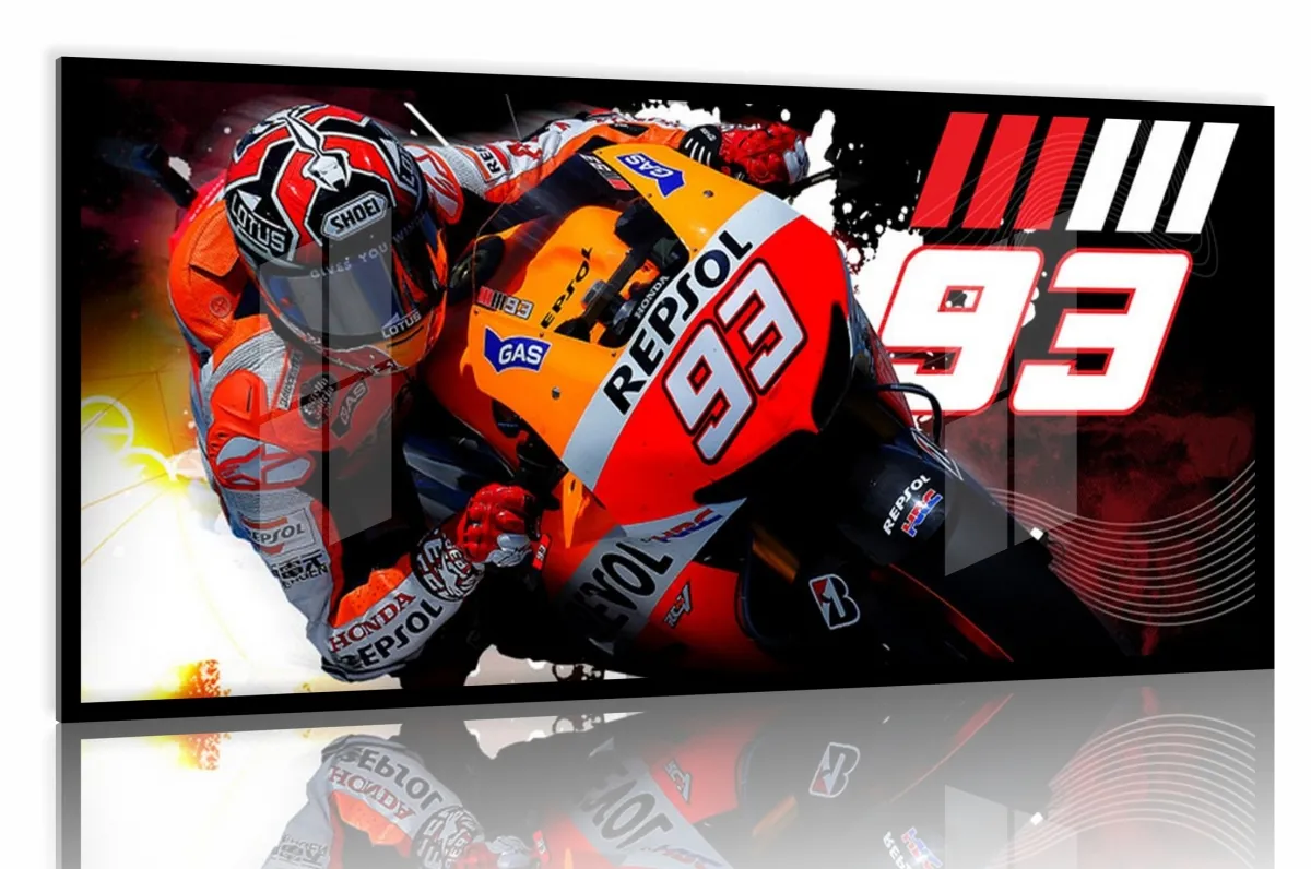 Quadro Decorativo Moto GP Força 130x60 Moldura preta 2x2 cm Imagem