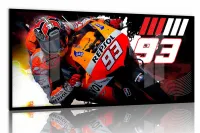 Quadro Decorativo Moto GP Força 130x60 Moldura preta 2x2 cm
