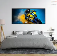Quadro Decorativo Moto GP Performance 130x60 Moldura preta 2x2 cm - Foto 6