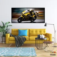 Quadro Decorativo Moto GP Pista 130x60 Moldura preta 2x2 cm - Foto 7