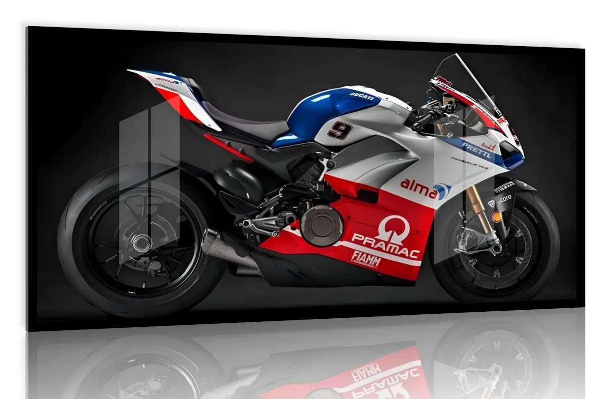 Quadro Decorativo Moto GP Potência 130x60 Moldura preta 2x2 cm Imagem