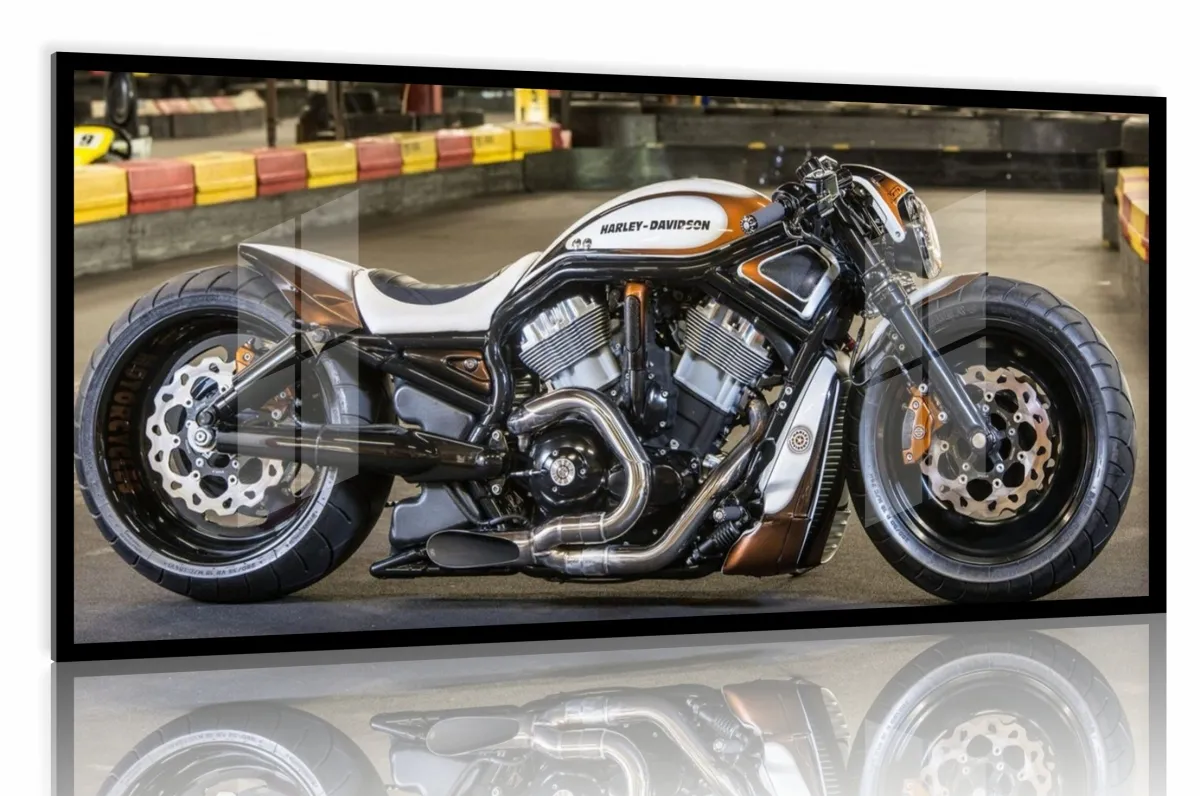 Quadro Decorativo Moto GP Rapidez 130x60 Moldura preta 2x2 cm Imagem