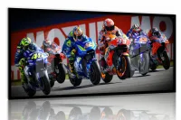Quadro Decorativo Moto GP Sensação 130x60 Moldura preta 2x2 cm