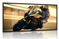 Quadro Decorativo Moto GP Velocidade 130x60 Moldura preta 2x2 cm