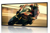 Quadro Decorativo Moto GP Velocidade 130x60 Moldura preta 2x2 cm - Foto 2