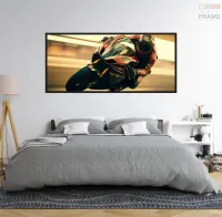Quadro Decorativo Moto GP Velocidade 130x60 Moldura preta 2x2 cm - Foto 6