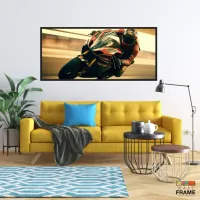Quadro Decorativo Moto GP Velocidade 130x60 Moldura preta 2x2 cm - Foto 7