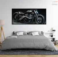 Quadro Decorativo Moto Harley Devidson 130x60 Moldura preta 2x2 cm - Foto 5