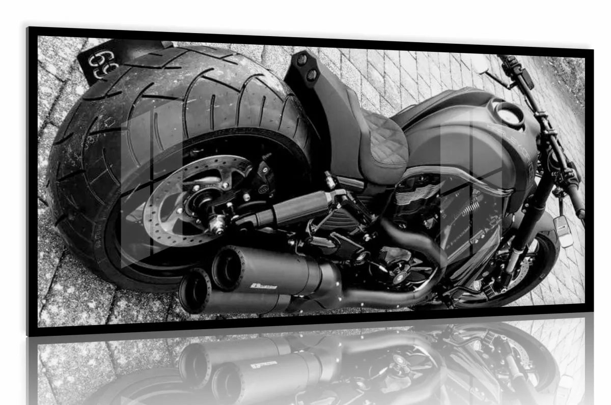 Quadro Decorativo Moto Harley-Davidson VSRC 130x60 moldura PeB preta 2x2 cm Imagem