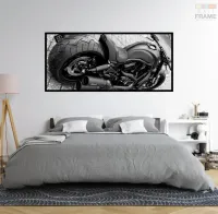 Quadro Decorativo Moto Harley-Davidson VSRC 130x60 moldura PeB preta 2x2 cm - Foto 6