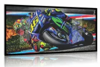 Quadro Decorativo Moto Valentino Rossi 46 130x60 Corrida Moldura preta 2x2 cm