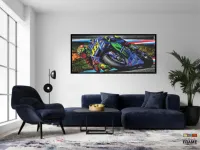 Quadro Decorativo Moto Valentino Rossi 46 130x60 Corrida Moldura preta 2x2 cm - Foto 5