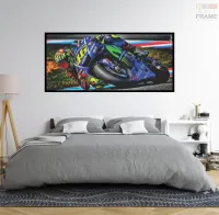 Quadro Decorativo Moto Valentino Rossi 46 130x60 Corrida Moldura preta 2x2 cm - Foto 6