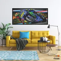 Quadro Decorativo Moto Valentino Rossi 46 130x60 Corrida Moldura preta 2x2 cm - Foto 7
