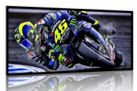 Quadro Decorativo MotoGP Yamaha Valentino Rossi 46 130x60 moldura preta 2x2 cm