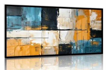 Quadro Decorativo Abstrato Fluido 130x60 Moldura  preta 2x2 cm