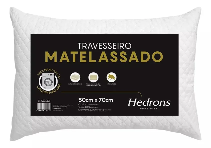 Travesseiro Matelassado Suporte Médio 50 x 70 cm Branco
