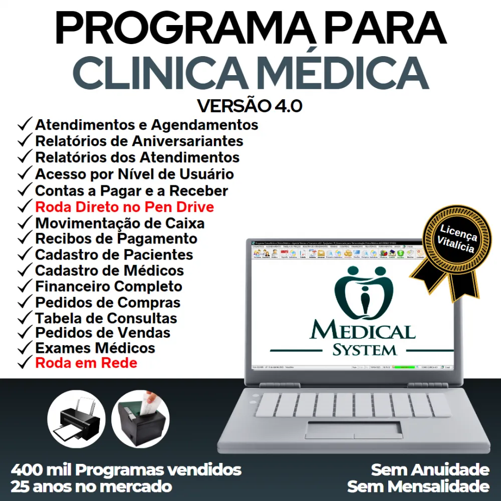 Programa Consultório e Clinica Médica com Agendamento, Vendas e Financeiro v4.0