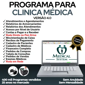 Programa Consultório e Clinica Médica com Agendamento, Vendas e Financeiro v4.0