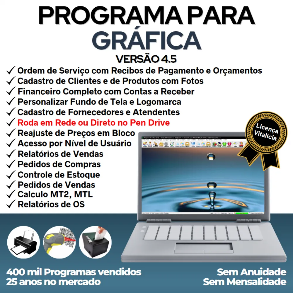 Programa OS Gráfica Rápida, Vendas e Financeiro v4.5