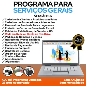 Programa OS Serviços Gerais com Vendas, Financeiro e Estatistica v5.6 Plus