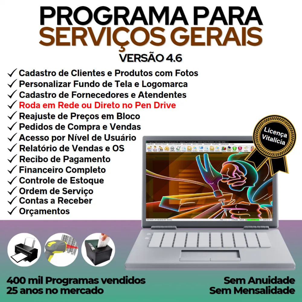 Programa OS Serviços Gerais com Vendas e Financeiro v4.6