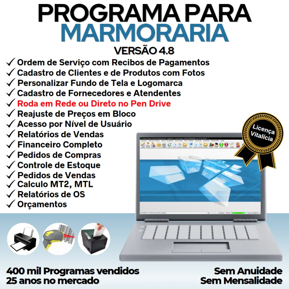 Programa Ordem de Serviço Marmoraria com Vendas e Financeiro v4.8