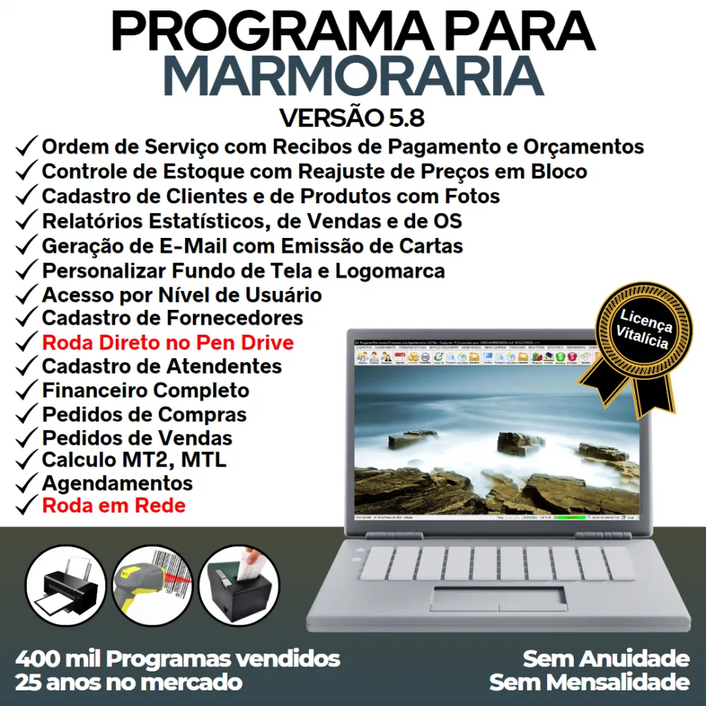 Programa Ordem de Serviço Marmoraria com Vendas e Financeiro e Agendamento v5.8