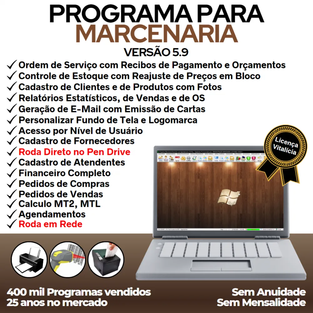 Programa Ordem de Serviço Marcenaria com Vendas e Financeiro e Agendamento v5.9