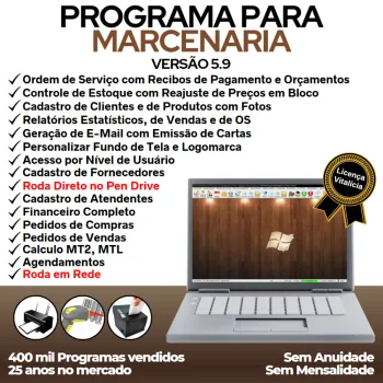 Programa Ordem de Serviço Marcenaria com Vendas e Financeiro e Agendamento v5.9