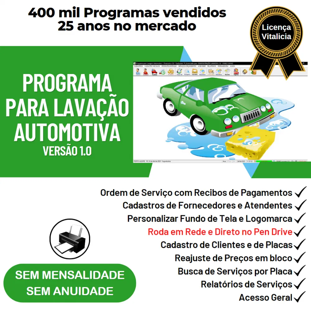 Programa para Lavagem Automotiva com Ordem de Serviços v1.0