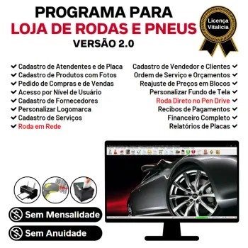 Programa para Loja de Rodas e Pneus com Vendas, Estoque e Financeiro v2.0