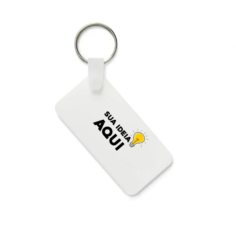 Chaveiro de Acrílico Branco Retangular 3x6cm