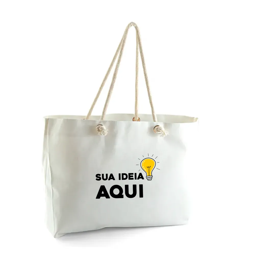 Bolsa Tipo Canvas com Alça de Corda 25,5 x 40,0 cm Imagem