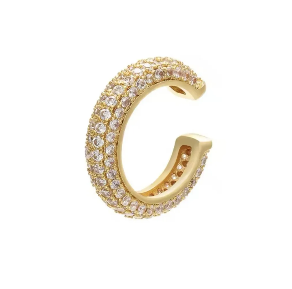 Piercing Fake Cravejado com Microzircônias - Ouro 18k