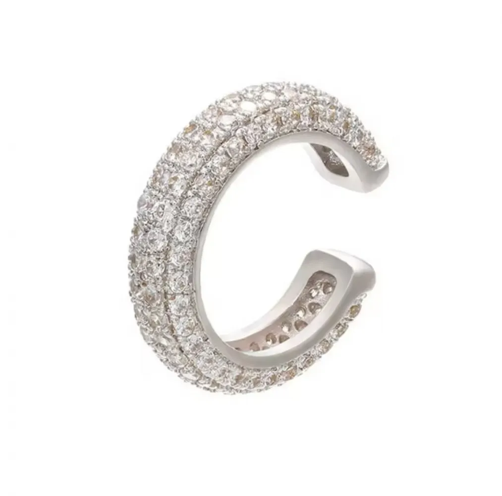 Piercing Fake Cravejado com Microzircônias - Ródio Branco