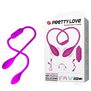Vibrador Duplo Flexível SNAKY VIBE 12 Vibrações USB - BI-014327-5