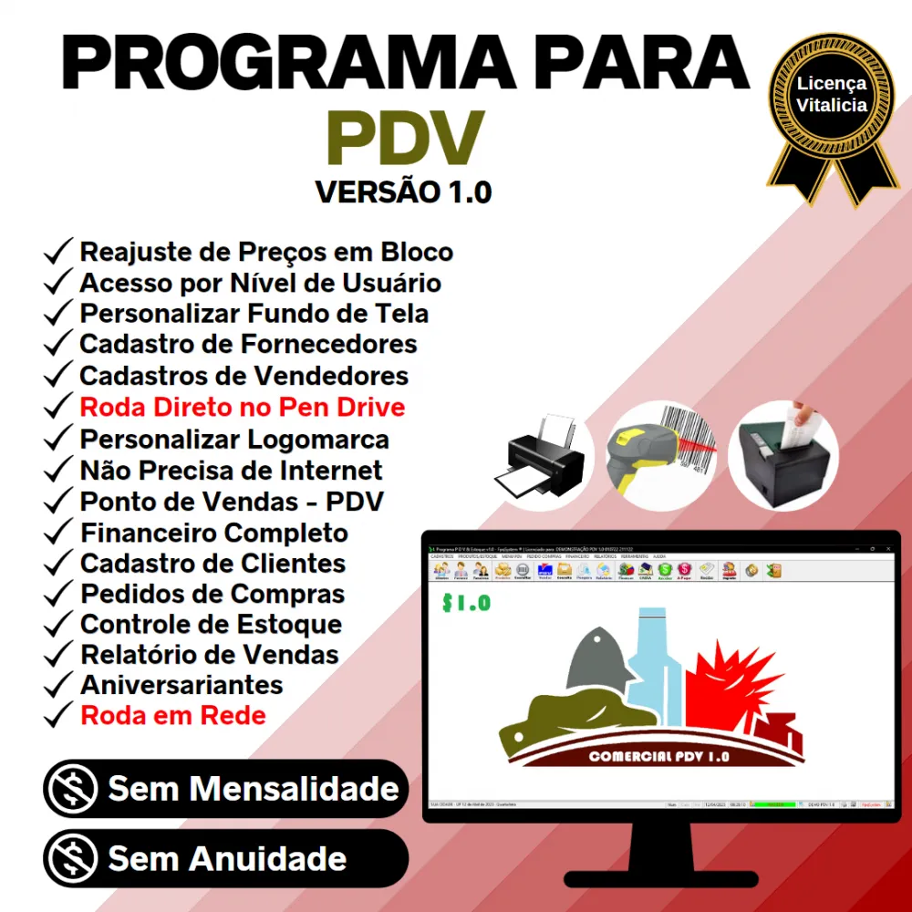 Programa PDV Frente de Caixa, Estoque e Financeiro v1.0