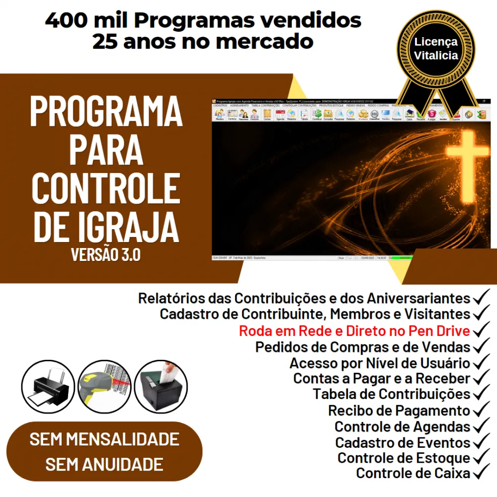 Programa para Controle de Igrejas com Financeiro v3.0 Plus