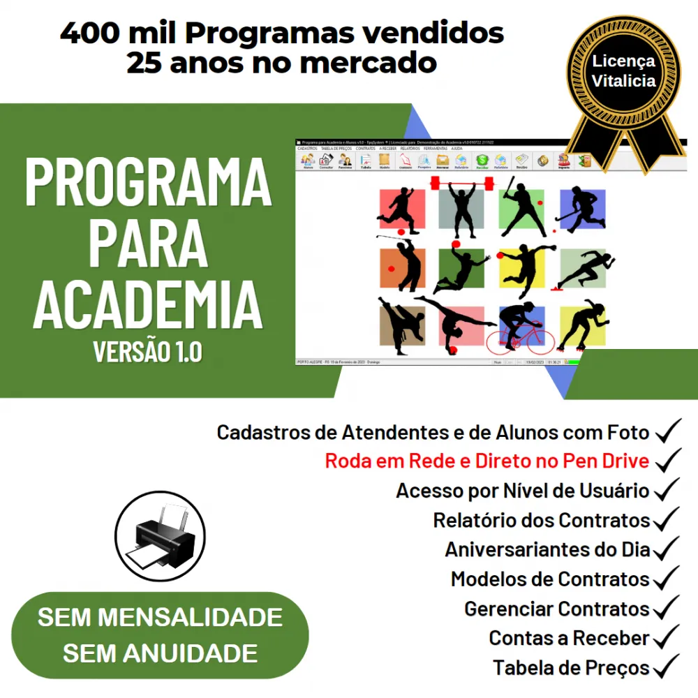 Programa para Academia com Controle de Contratos v1.0