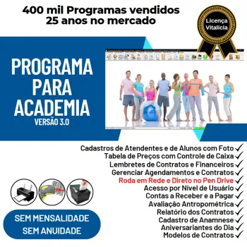 Programa para Academia com Agendamento, Contrato e Financeiro v3.0 Plus