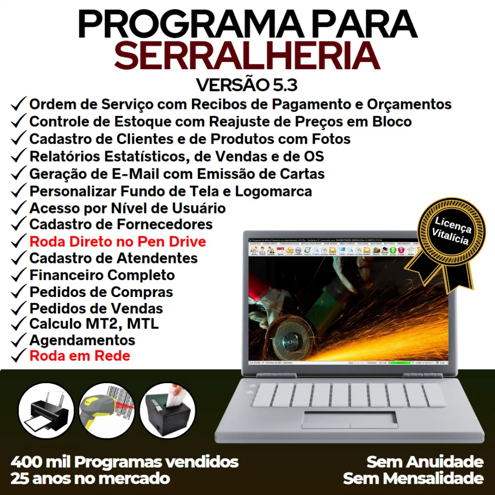 Programa Ordem de Serviço Serralheria com Vendas e Financeiro e Agendamento v5.3