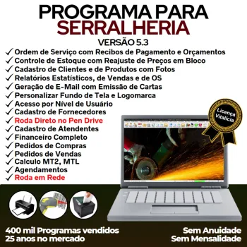 Programa Ordem de Serviço Serralheria com Vendas e Financeiro e Agendamento v5.3
